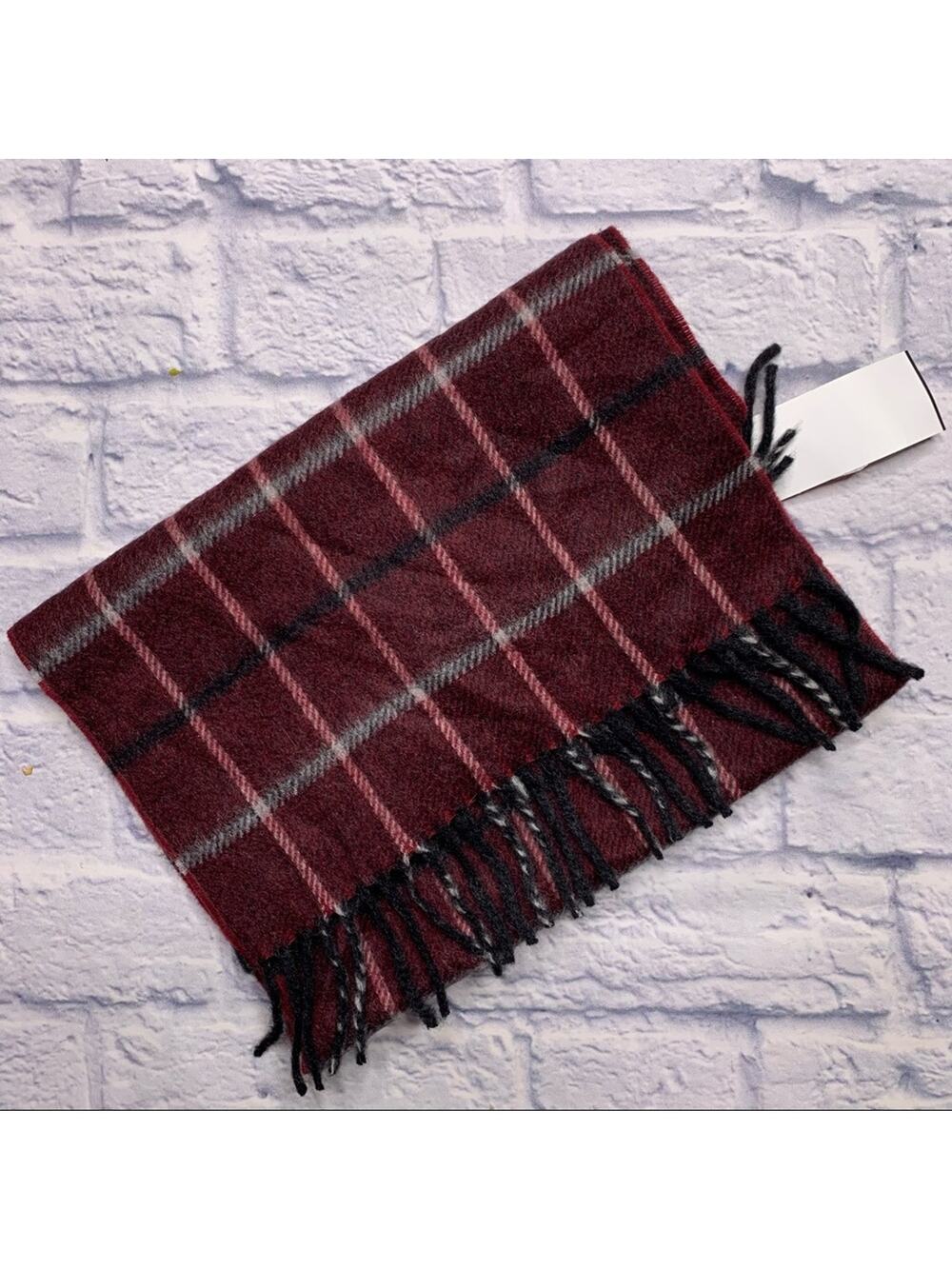 Chelsey by Joseph Cashmere Plaid Scarf with Fringe